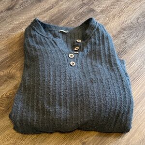 Free People Charcoal Button-Up Sweater